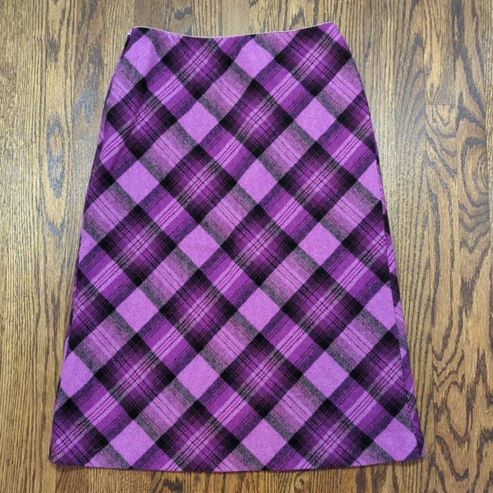 Plaid Purple Midi Skirt
